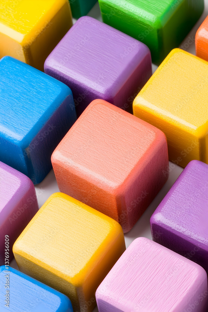 Colorful wooden blocks arranged in a grid pattern AI generative Colorful wooden blocks arranged in a grid pattern AI generative