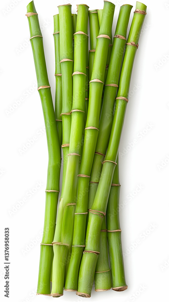 Fresh green bamboo stalks bundled together on white background AI generative Fresh green bamboo stalks bundled together on white background AI generative