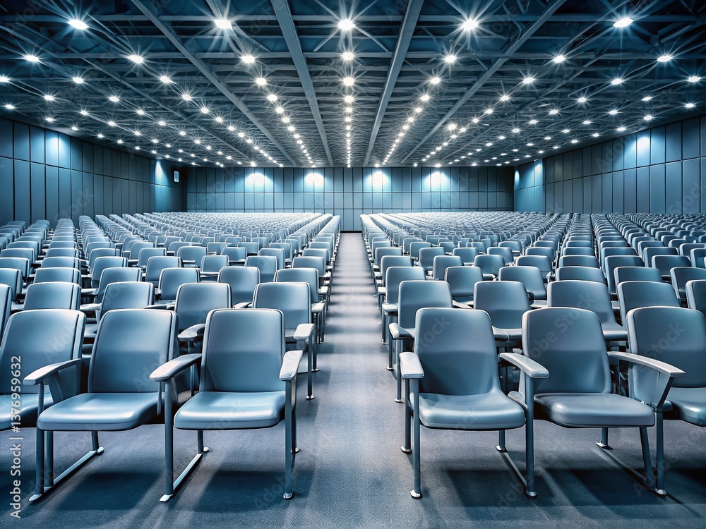 Fototapeta premium Empty Conference Hall Auditorium Rows Gray Chairs - Stock Photo