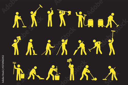 A simple pictogram of cleaning. Moving, cleaning, and disinfection service pictogram design.