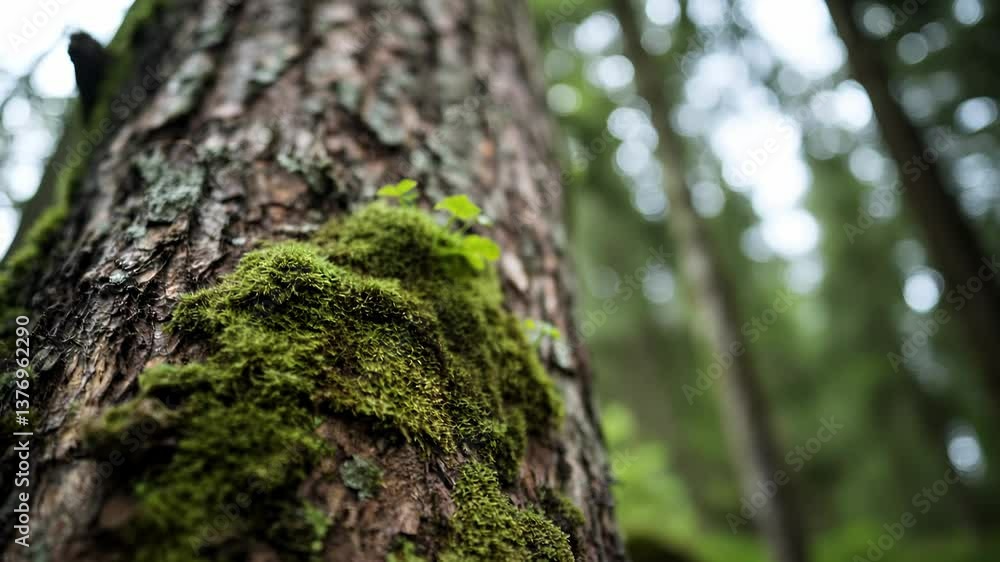 Discovering nature’s beauty in a lush forest with moss-covered trees during a calm morning stroll Discovering nature’s beauty in a lush forest with moss-covered trees during a calm morning stroll