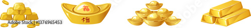 Golden Wealth: A collection of shimmering gold ingots, symbolizing prosperity and financial success, showcasing the allure of precious metals and economic abundance.