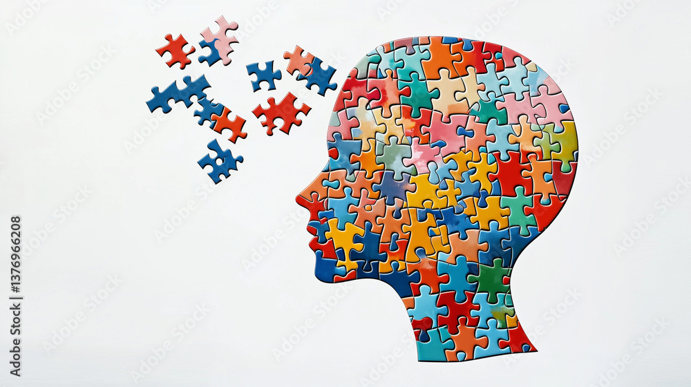 A human brain made of jigsaw puzzle pieces, A human brain made of jigsaw puzzle pieces,