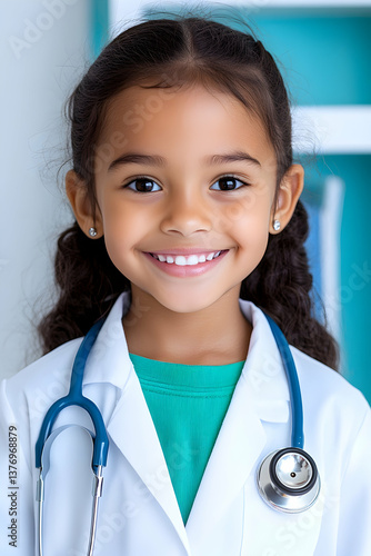 Smiling girl in doctor costume (1) AI generative