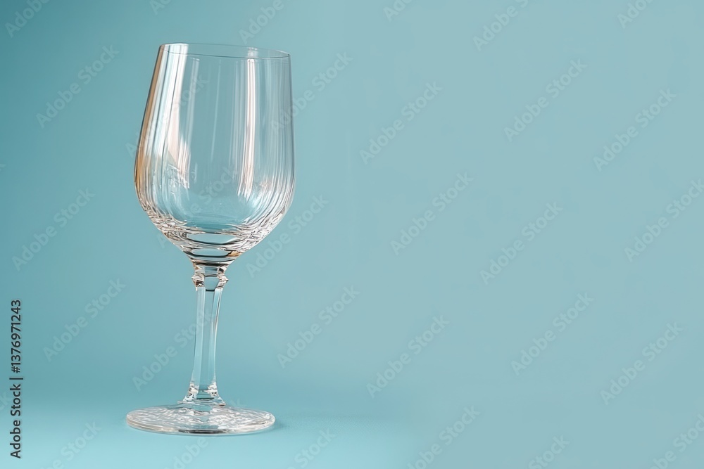 Fototapeta premium Elegant Vintage Crystal Wine Glass on Soft Blue Background