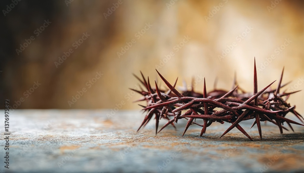 Fototapeta premium Crown of Thorns Symbolizing Christ's Sacrifice for Easter and Good Friday Reflections