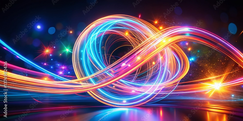 Long Exposure Light Painting Logo Design - Abstract Swirls and Glowing Trails Long Exposure Light Painting Logo Design - Abstract Swirls and Glowing Trails