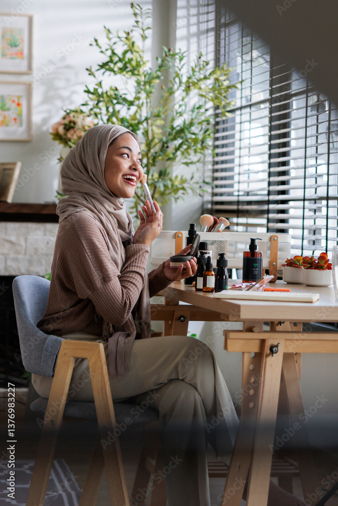 Woman getting ready in the morning Woman getting ready in the morning