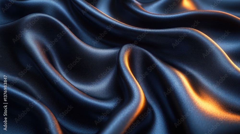Fototapeta premium Black Silk Fabric Close-Up Smooth Soft Textures Elegant Ambient Lighting Macro Photography