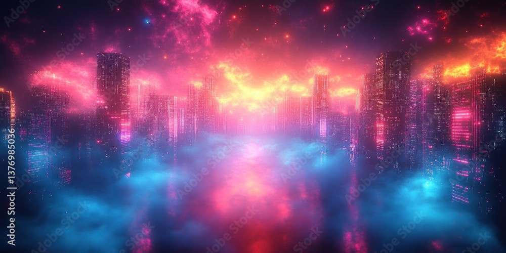 Futuristic Cyberpunk Cityscape with Vibrant Neon Lights and Abstract Architecture Futuristic Cyberpunk Cityscape with Vibrant Neon Lights and Abstract Architecture