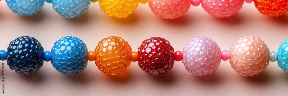 Colorful Handmade Beaded Bracelets on Soft Beige Background Colorful Handmade Beaded Bracelets on Soft Beige Background