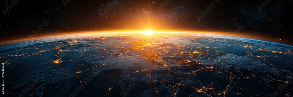 Earth Global Connection and Communication Concept with Digital Innovation and Networking