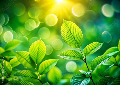 Lush Green Leaves with Bokeh Background - Nature Stock Photo