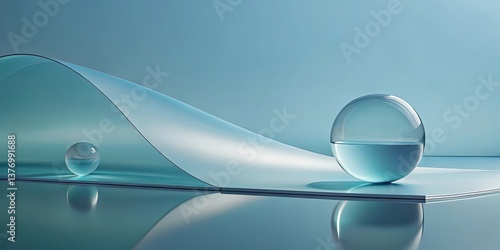 Abstract Blue Glass Spheres and Drape