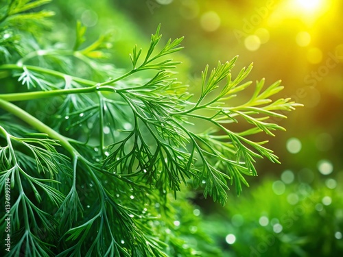 Macro Photography of Fresh Dill Leaves, Vibrant Green Herb Close-Up