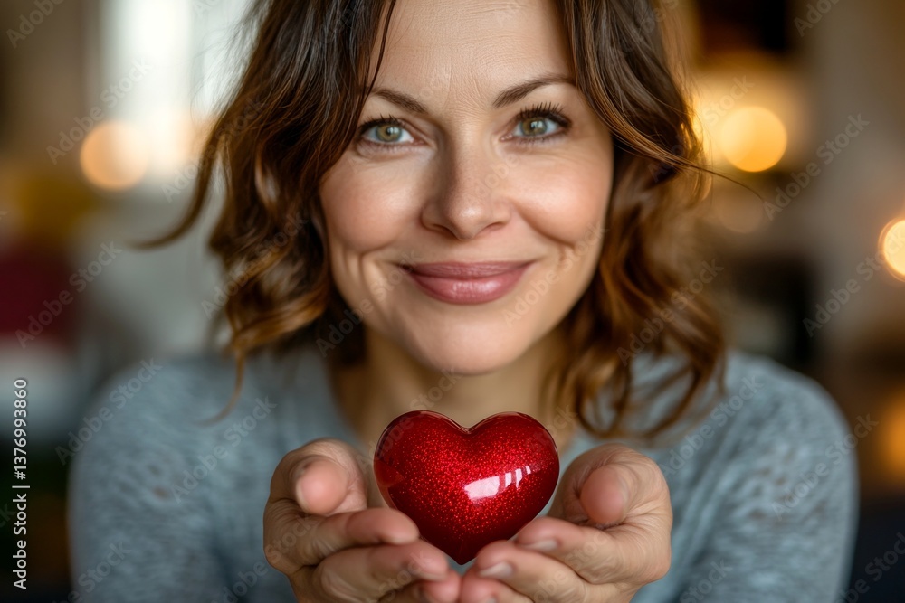 A small diamond heart in hands is a gift. A cute valentine's day greeting from happy face midlife woman. Romantic couple's confession. Cute valentine's pun. Cozy couple’s love. Funny love jo. A small diamond heart in hands is a gift. A cute valentine's day greeting from happy face midlife woman. Romantic couple's confession. Cute valentine's pun. Cozy couple’s love. Funny love jo.