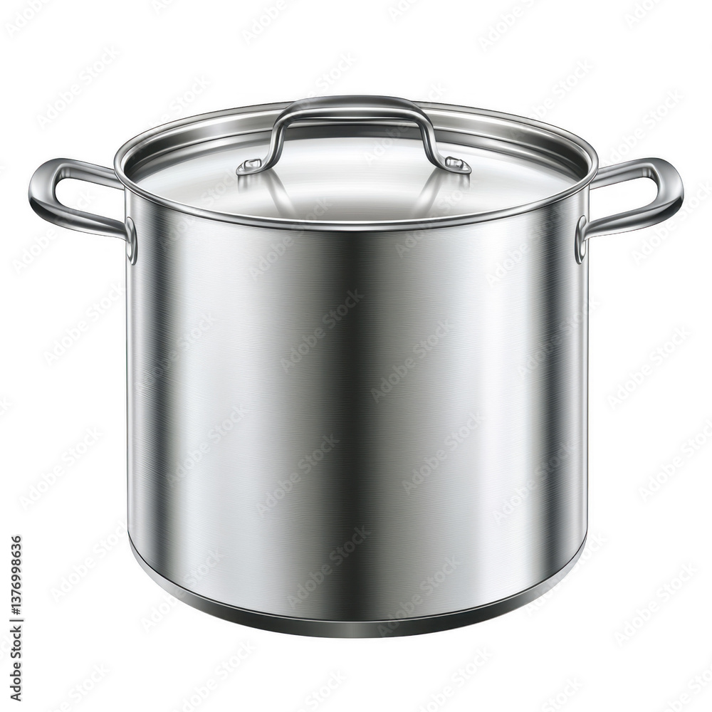 Stainless steel cooking pot with lid on a wooden kitchen countertop for culinary use Stainless steel cooking pot with lid on a wooden kitchen countertop for culinary use