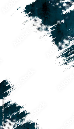 Vibrant Teal Halftone Patches Surrounding an Abstract Hand-Drawn Frame - Eye-Catching and Unique Decor Element  Transparent png