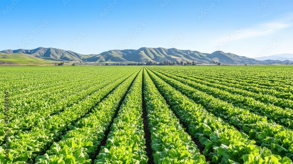 A vast green field of crops stretches beneath a clear blue sky, framed by rolling hills in the distance, showcasing the beauty of agricultural land. A vast green field of crops stretches beneath a clear blue sky, framed by rolling hills in the distance, showcasing the beauty of agricultural land.