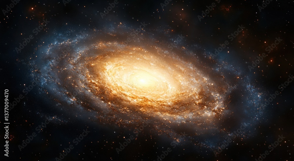 Spiral Galaxy and Stars in a Cosmic View from Space with Celestial Elements and Nebula Spiral Galaxy and Stars in a Cosmic View from Space with Celestial Elements and Nebula