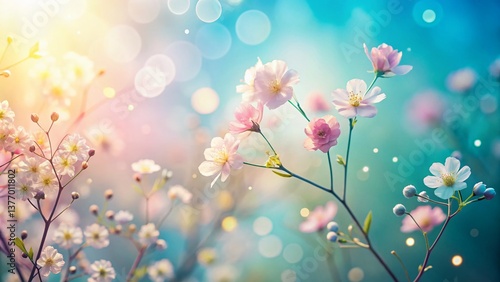 Minimalist Pastel Spring Background: Soft Blossoms & Gentle Light
