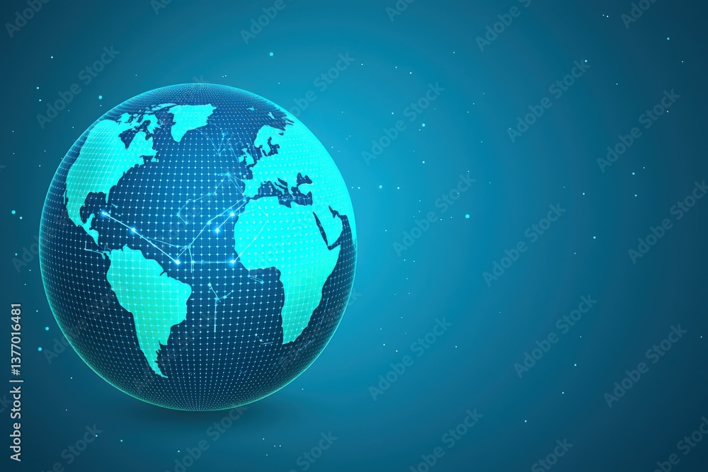 Global Connectivity Visualization Digital Space 3D Globe Representation Virtual Environment Abstract View Data Mapping Concept Global Connectivity Visualization Digital Space 3D Globe Representation Virtual Environment Abstract View Data Mapping Concept