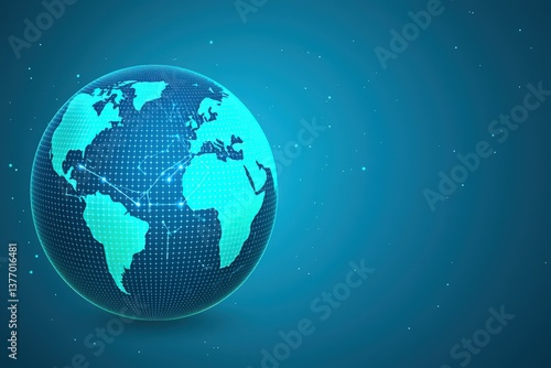 Global Connectivity Visualization Digital Space 3D Globe Representation Virtual Environment Abstract View Data Mapping Concept