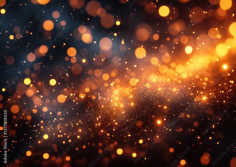 Fototapeta premium Golden Dreamy Bokeh Background with Ethereal Light Orbs and Soft Focus