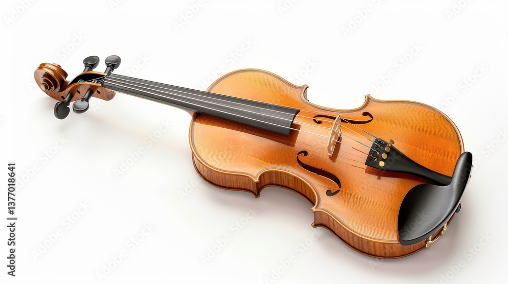 Fototapeta premium Hyperrealistic violin showcase indoor studio image art minimalist setting close-up view musical aesthetics