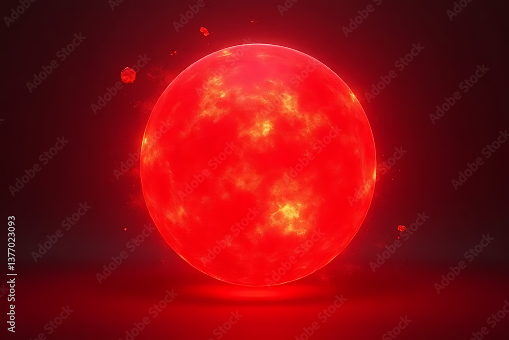 Fototapeta premium Erupting red star explosion cosmic space digital art animation sci-fi environment close-up