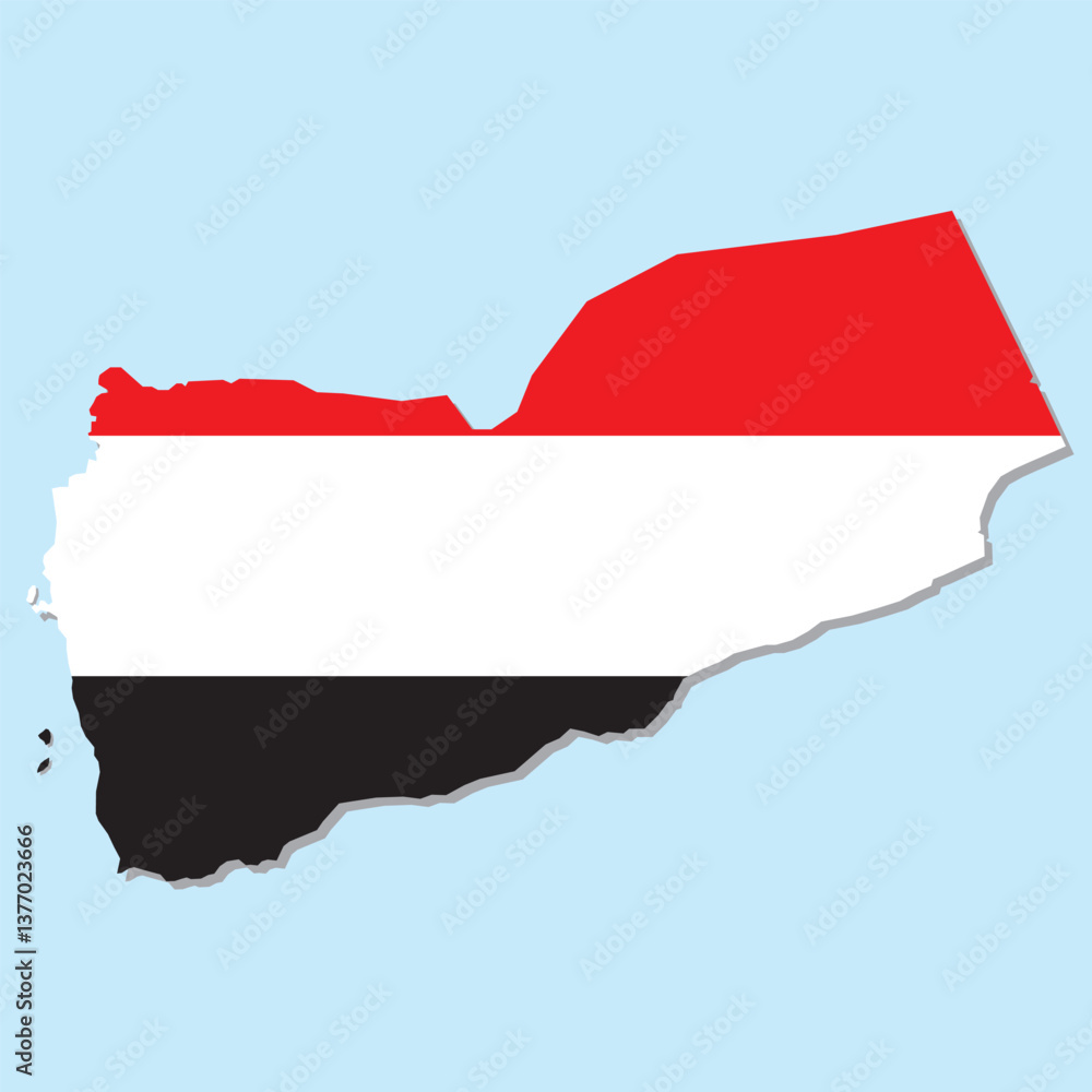 Fototapeta premium Yemen map vector illustration with Yemeni flag