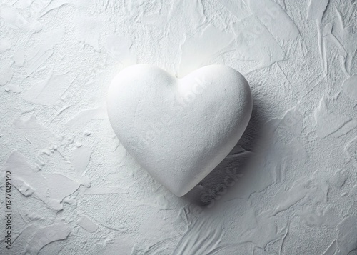 Panoramic White Heart Background: Pure Love & Romance Stock Photo