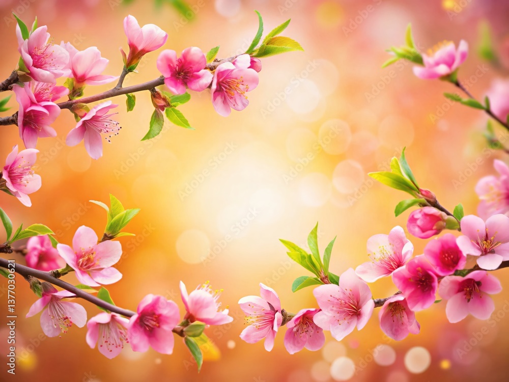 Peach Blossom Watercolor Thank You Card Frame, High-Resolution Stock Photo Peach Blossom Watercolor Thank You Card Frame, High-Resolution Stock Photo