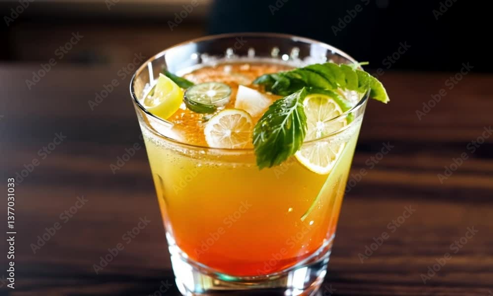 cocktail with ice and lime cocktail with ice and lime