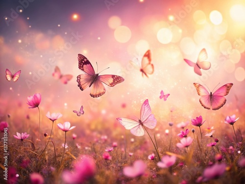 Pink Butterfly Long Exposure Wallpaper - Dreamy Floral Background