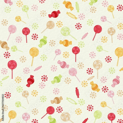 Wallpaper Mural Vector candy seamless repeat pattern design background, gift wrap paper Torontodigital.ca