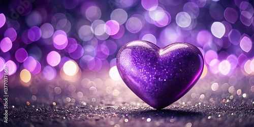 Romantic Purple Heart Bokeh Background - Valentine's Day, Love, Abstract, Hearts, Purple