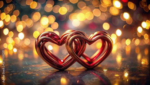 Romantic Valentine's Day Hearts with Shallow Depth of Field, Close-up Macro Shot