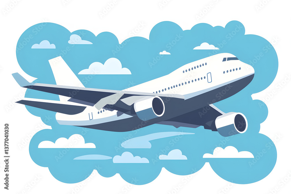 Naklejka premium airplane flying in the sky. Minimalistic vector image