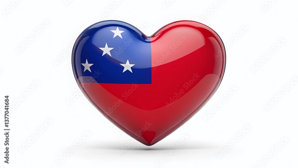 Samoan Heart Flag: Vibrant Shiny Patriotic Symbol of Love for Samoa Samoan Heart Flag: Vibrant Shiny Patriotic Symbol of Love for Samoa