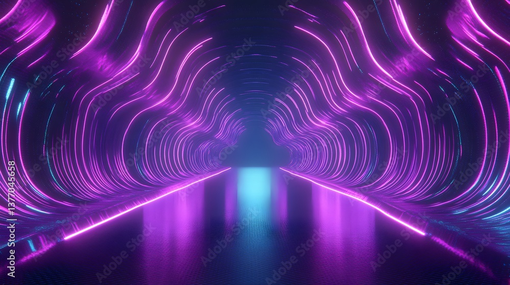 Enchanting tunnel illuminated by neon lights creating a hypnotic and futuristic abstract experience for the viewer Enchanting tunnel illuminated by neon lights creating a hypnotic and futuristic abstract experience for the viewer