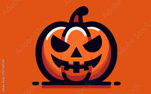 Vector icon of a spooky jack-o'-lantern with a sinister carved grin 