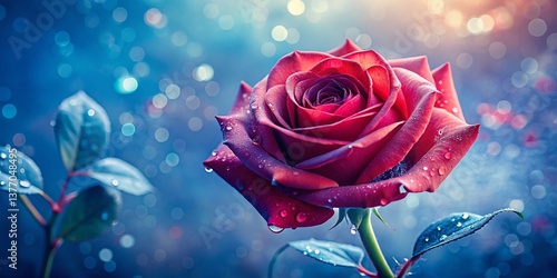 Single Red Rose Soft Background - Romantic Floral Nature Photography