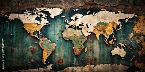 Obraz na płótnie South Africa Location World Map: Urban Exploration Photography w salonie