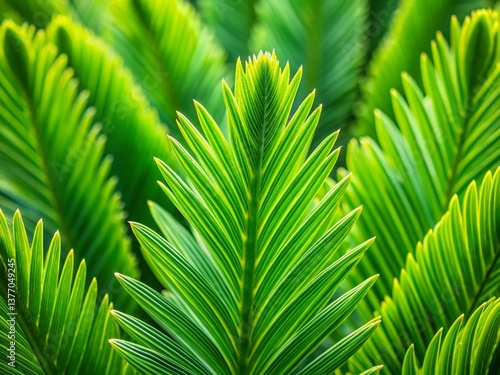 Spanish Needle Leaves Close-up, Abundant Green Foliage, Copy Space Left