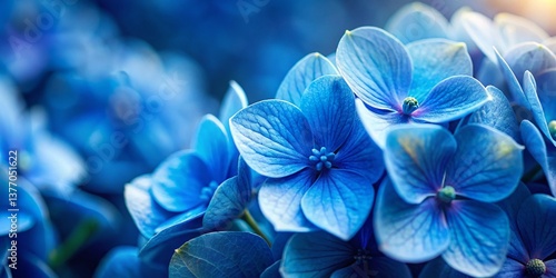 Stunning Blue Floral Arrangement, Rule of Thirds Composition, Close-Up Detail