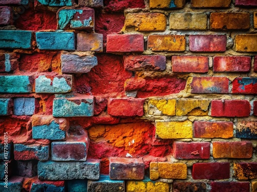 Obraz na płótnie Textured Brick Wall Background: Grunge Red Brick Masonry Surface w salonie