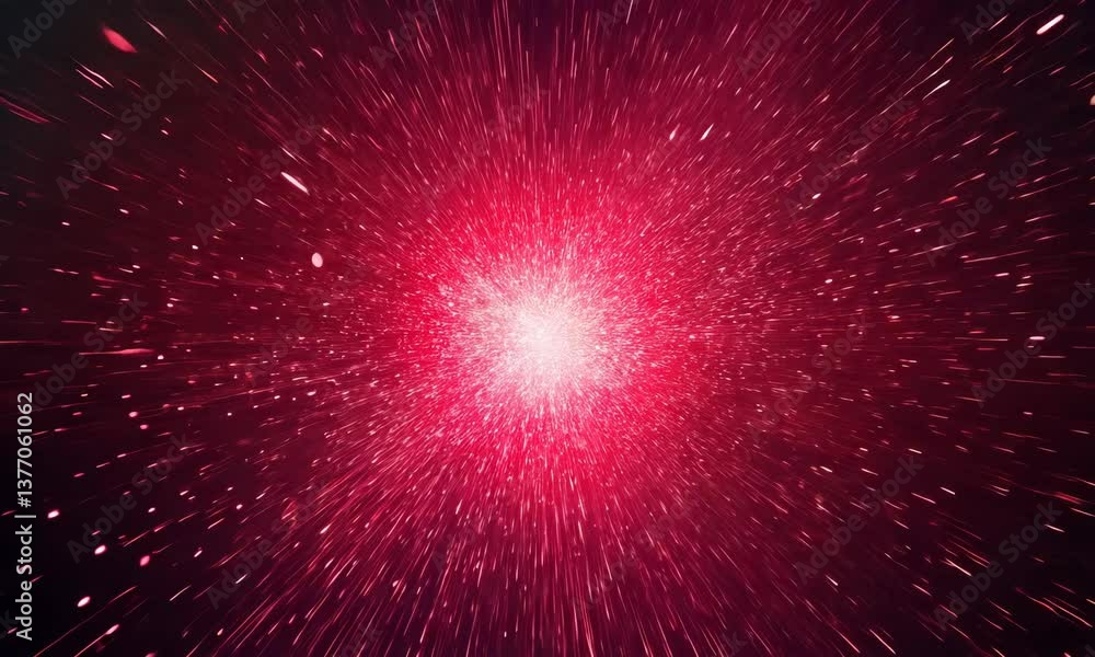 Abstract Red Light Streaks and Particles Moving Fast in Space Backdrop for Technology and Celebration Themes