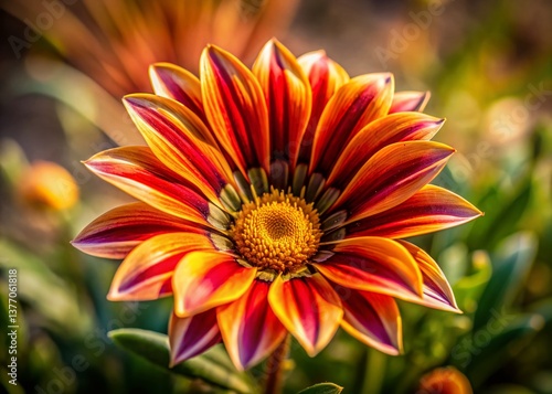 Vibrant Gazania Rigens Macro: Close-up of a Single Gazania Flower in a Field