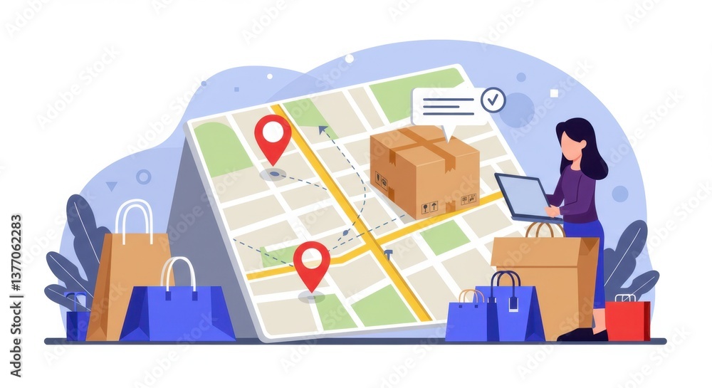 Delivery Map with Location Pin Delivery Map with Location Pin